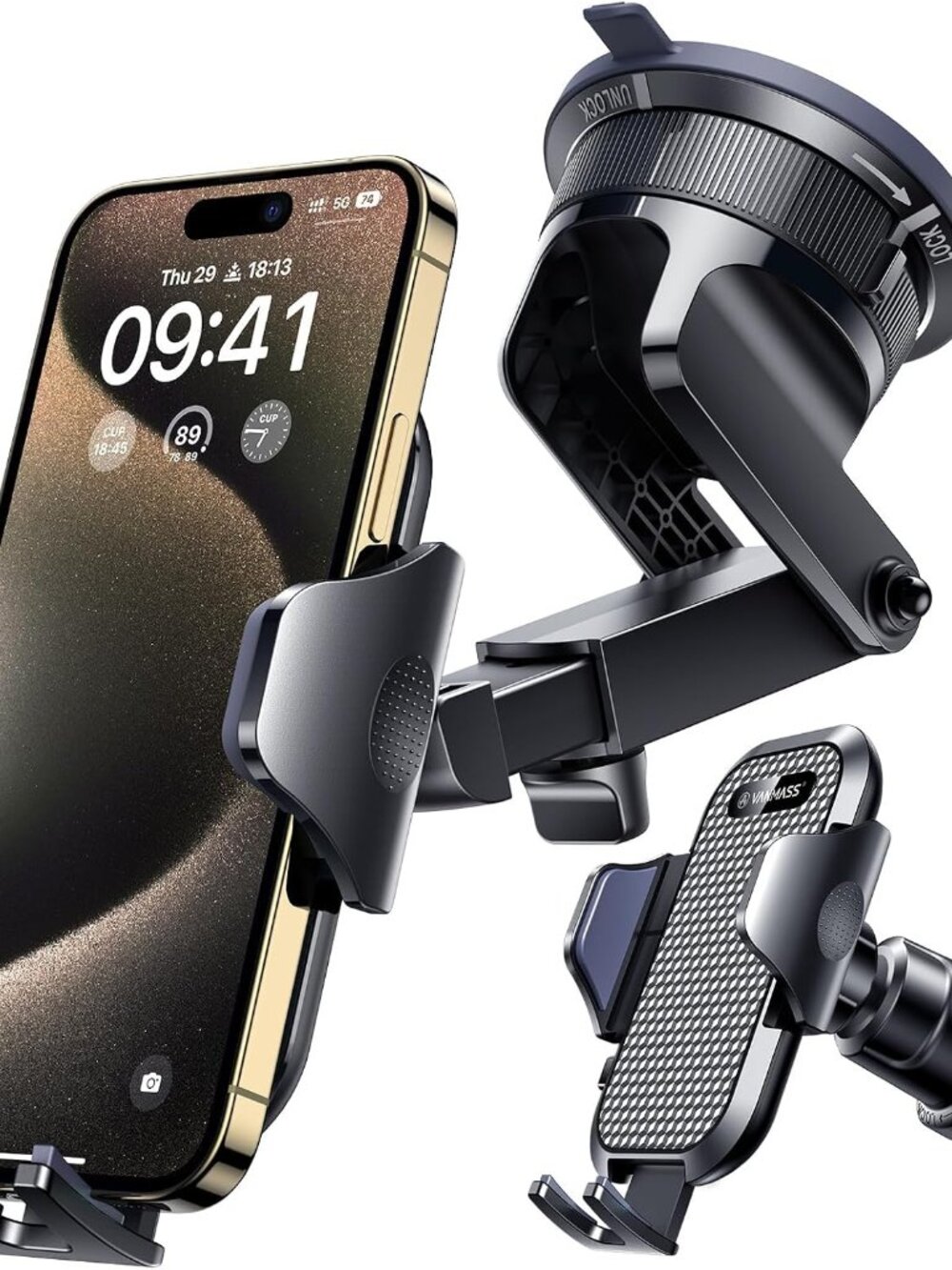 True Military-Grade] Car Phone Holder [Upgraded Strongest Suction&Clip] Cell Pho